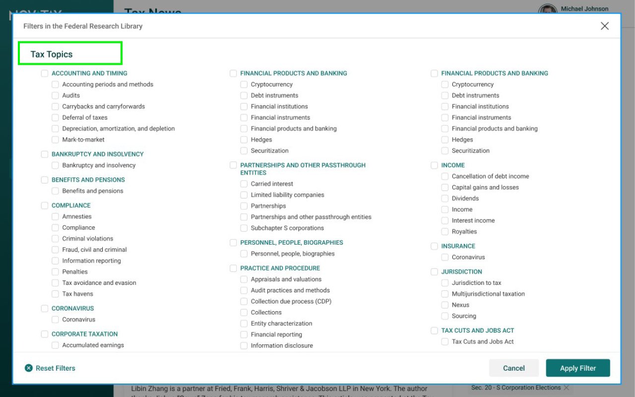 How do I use the Federal Tax Research Library?