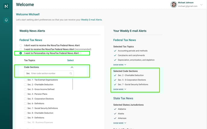 NovaTax-News-Customization_Alerts_New-User_Customize-Code-Section
